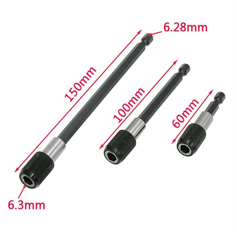 Eyech مجموعة أدوات تثبيت مغناطيسية من Eyech 3 قطع 1/4 بوصة مع شفة سداسية، مجموعة تمديد سريعة لإخراج مفك البراغي ومثبتات البراغي بطول 2/4/6 بوصة - Image 2